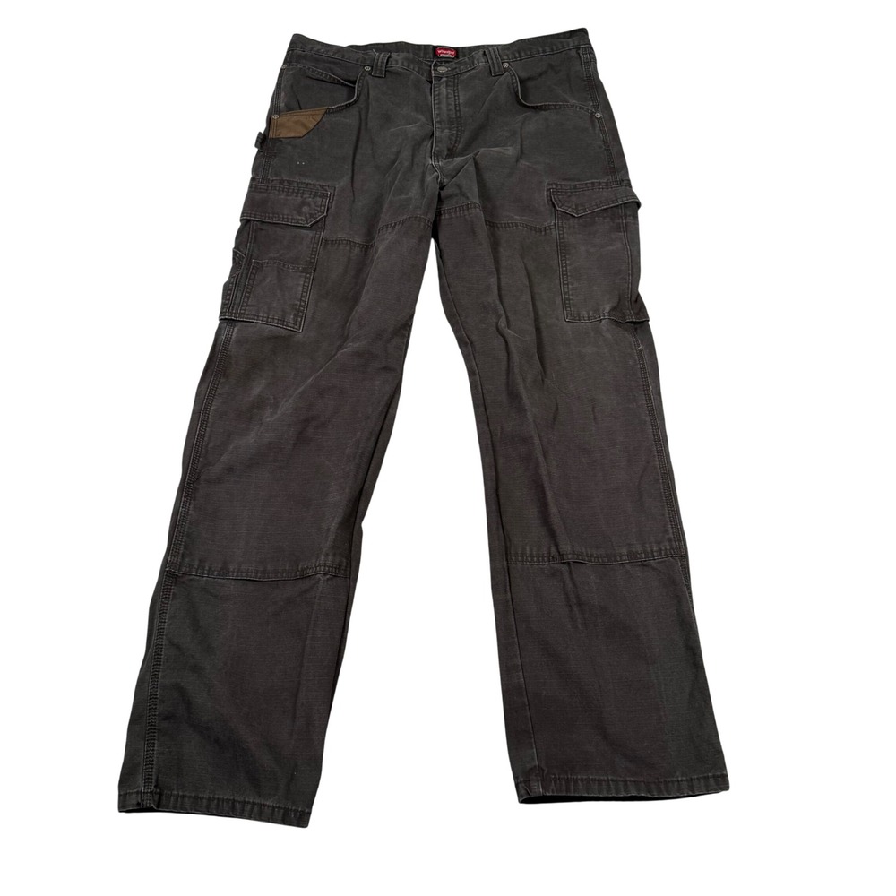 Wrangler Workwear Mens Black Ripstop Cargo Pants 38x34 Utility Pants Grunge